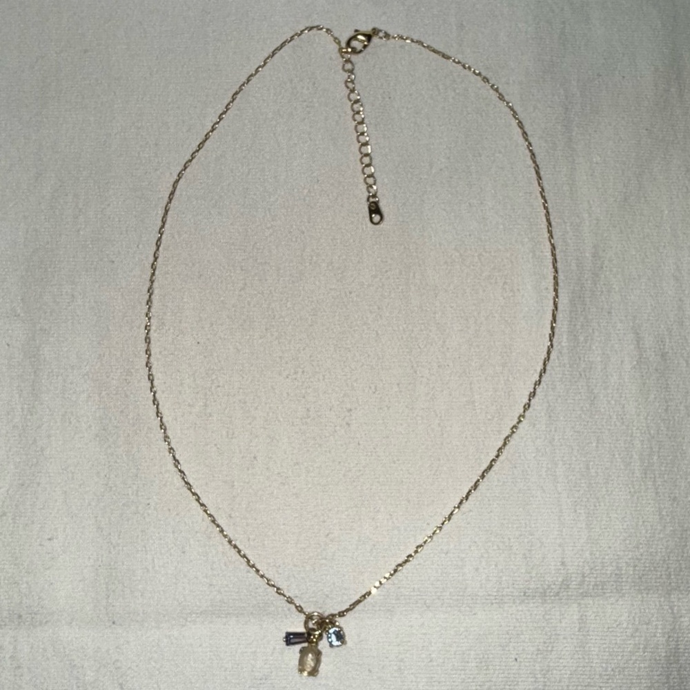 A New Day Blue Gold Gemstone Charm Necklace